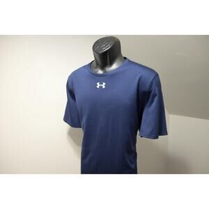 Under Armour Gym Shirt HeatGear Dark Blue Short Sleeve Athletic Mens Large